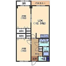 オリエントガーデン杜の里 2LDKの間取図画像