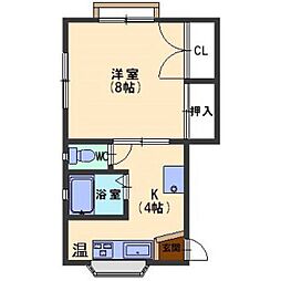 ハイツリリー 1Kの間取図画像