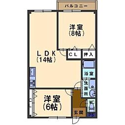 オクト北町 2LDKの間取図画像