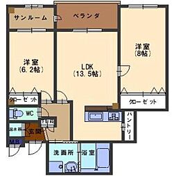 グランドプレイス駅西 2LDKの間取図画像