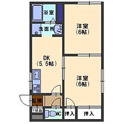 パールハイツ 2DKの間取図画像