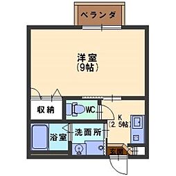 ビューシャトル 1Kの間取図画像