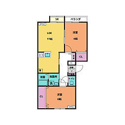 パルファン 2LDKの間取図画像