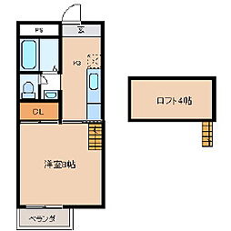 ロフトくまもと坂2 1SKの間取図画像