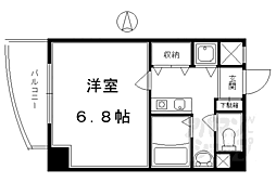 グランドパレス京都烏丸五条 4階1Kの間取り