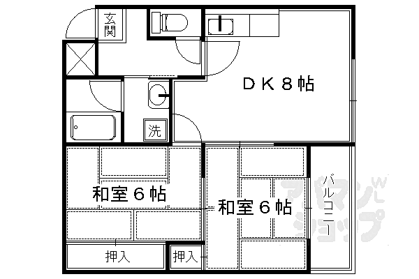 京都府京都市上京区大宮通一条上ル西入ル栄町(賃貸マンション2DK・4階・51.85㎡)の写真 その2