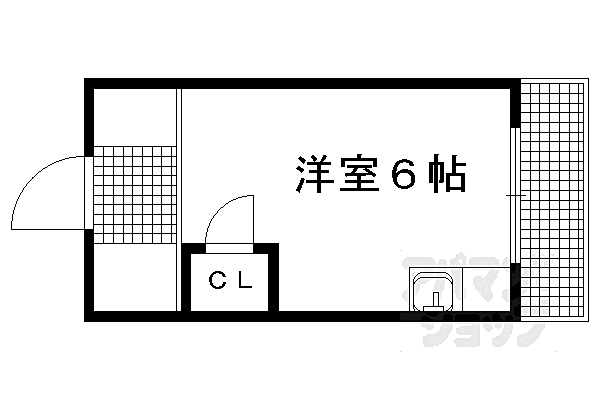 京都府京都市左京区田中高原町(賃貸マンション1K・4階・11.96㎡)の写真 その2