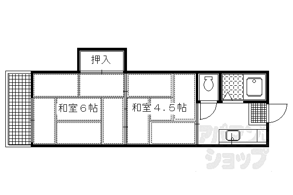 京都府京都市左京区一乗寺払殿町(賃貸マンション2K・3階・28.10㎡)の写真 その2