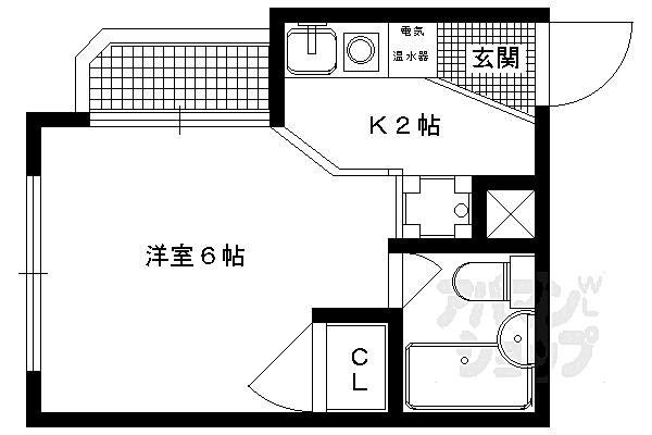 ＷＩＳＨＢＯＮＥ岡崎 202｜京都府京都市左京区岡崎北御所町(賃貸マンション1R・2階・17.30㎡)の写真 その2