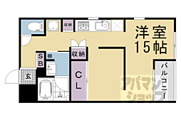 アーバネックス東山三条 3階ワンルームの間取り