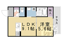 京福電気鉄道北野線 北野白梅町駅 徒歩16分の賃貸アパート 1階1LDKの間取り