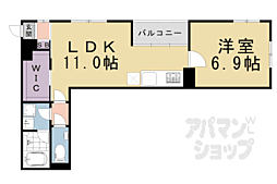 パーシモン御所南 3階1LDKの間取り