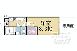 京都地下鉄東西線 二条駅 徒歩15分の賃貸マンション 1階1Kの間取り