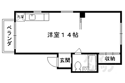 ヴィラージュ醒ヶ井 6階ワンルームの間取り