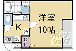 京都地下鉄東西線 西大路御池駅 徒歩10分の賃貸マンション 2階1Kの間取り