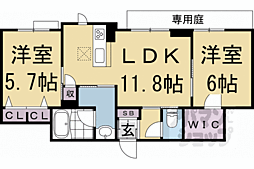 JR東海道・山陽本線 向日町駅 徒歩29分の賃貸マンション 1階2LDKの間取り