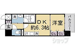 リシュドール梅小路 1DKの間取図画像