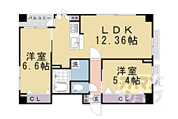 コモド御所南 2LDKの間取図画像