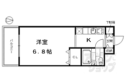 マノワール木津屋橋 1Kの間取図画像