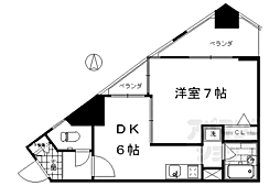 エスリード京都駅前 1DKの間取図画像