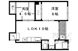グランタック東山二条 2LDKの間取図画像