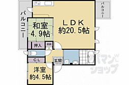 京都市下京区本神明町アパート 2LDKの間取図画像