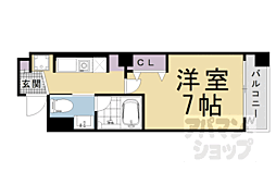 Flair京都五条烏丸 1Kの間取図画像