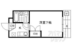 CIEUX京都 1Kの間取図画像