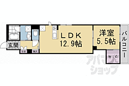GARNETRESIDENCE聖護院1 1LDKの間取図画像