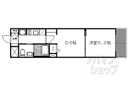 エステムプラザ京都三条大橋 1DKの間取図画像