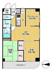 日商岩井阿倍野王子町マンション 2LDKの間取図画像