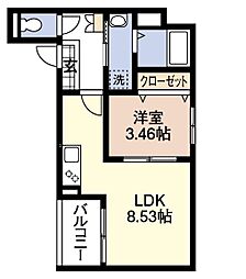 アルメリア 1階1LDKの間取り