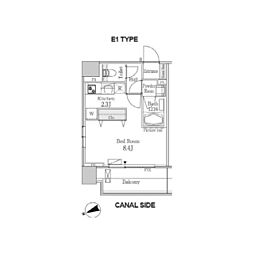 パークフラッツ芝浦 0709 7階ワンルームの間取り