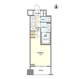 ラクラス新中野 2階1Kの間取り