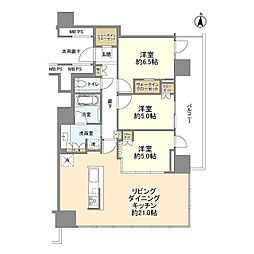 ＴＨＥ　ＴＯＷＥＲ　湘南辻堂 13階3LDKの間取り