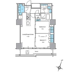 ルフォンプログレ渋谷ヒルトップ 2LDKの間取図画像
