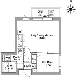 墨田区亀沢2丁目マンション 1LDKの間取図画像