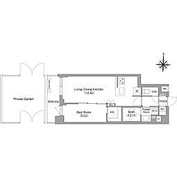 コンフォリア・リヴ永福町 1LDKの間取図画像