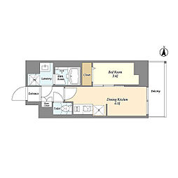 グランカーサ菊川 1DKの間取図画像