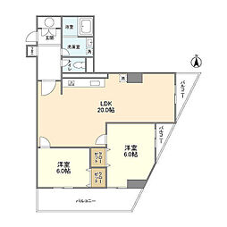 パティオ右近 2LDKの間取図画像