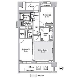 ソアラノーム荻窪天沼 2LDKの間取図画像