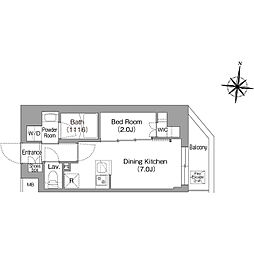 コンフォリア・リヴ大崎 1DKの間取図画像