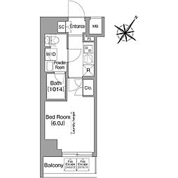 コンフォリア・リヴ横浜阪東橋 1Kの間取図画像