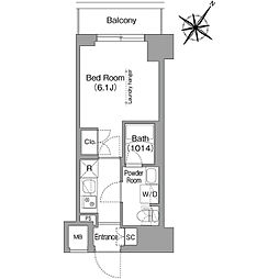 コンフォリア・リヴ横浜阪東橋 1Kの間取図画像