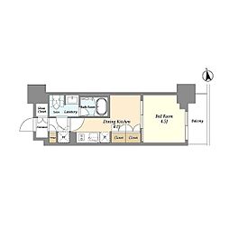 リビオメゾン浅草雷門 1DKの間取図画像