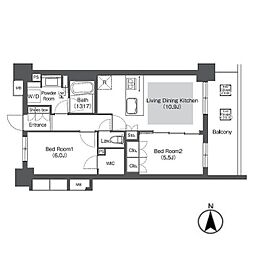 コンフォリア成増グリーンサイド 2LDKの間取図画像
