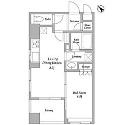 HF若松河田レジデンス 1LDKの間取図画像