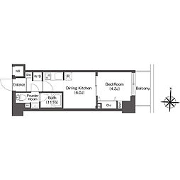 バウスフラッツ高円寺 1DKの間取図画像