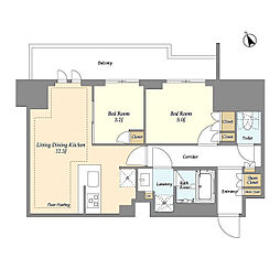 オアーゼ日暮里レジデンス 2LDKの間取図画像