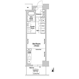 飯田橋ガーデン ワンルームの間取図画像